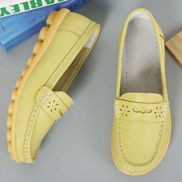 Dame Us Størrelse 5-13 Pure Color Myk Såle Rund Tå Slip On Flat Loafers