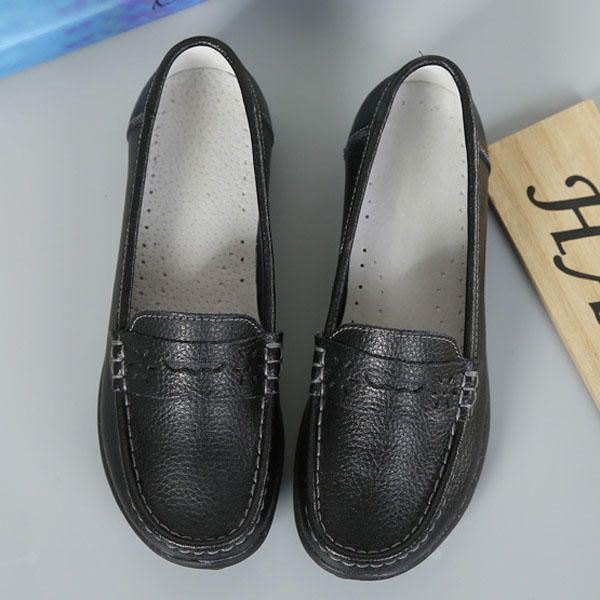 Dame Us Størrelse 5-13 Pure Color Myk Såle Rund Tå Slip On Flat Loafers