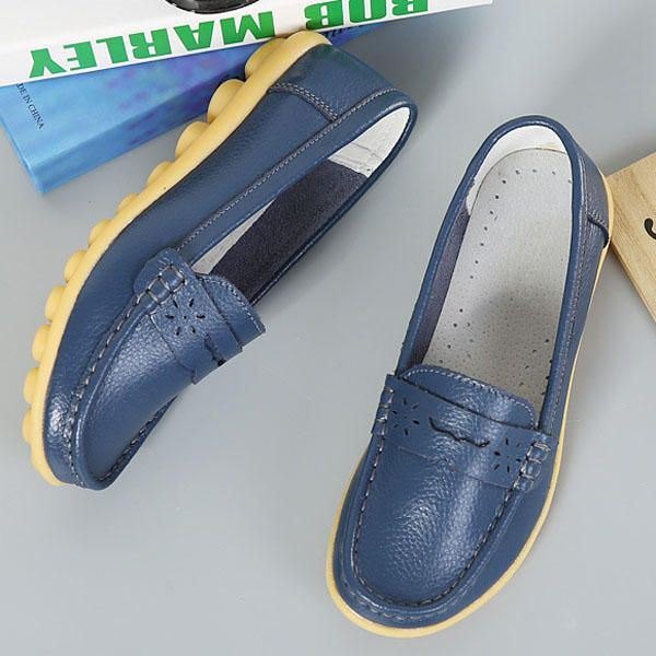 Dame Us Størrelse 5-13 Pure Color Myk Såle Rund Tå Slip On Flat Loafers