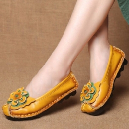 Damesko Uformell Komfortabel Floral Leather Flats