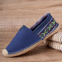 Etnisk Skjøting For Dame Fargerik Stripete Lin Komfortabel Pustende Slip On Casual Espadrille Flat Sko