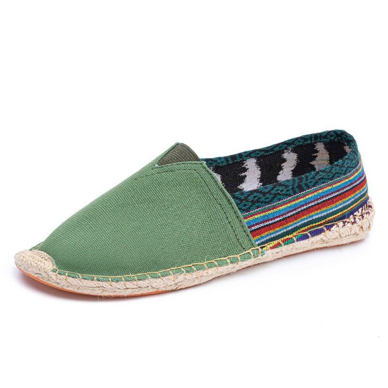 Etnisk Skjøting For Dame Fargerik Stripete Lin Komfortabel Pustende Slip On Casual Espadrille Flat Sko