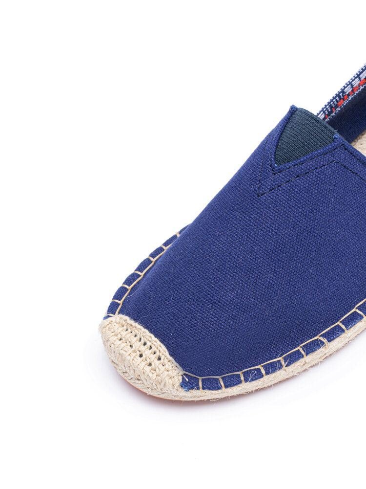 Etnisk Skjøting For Dame Fargerik Stripete Lin Komfortabel Pustende Slip On Casual Espadrille Flat Sko