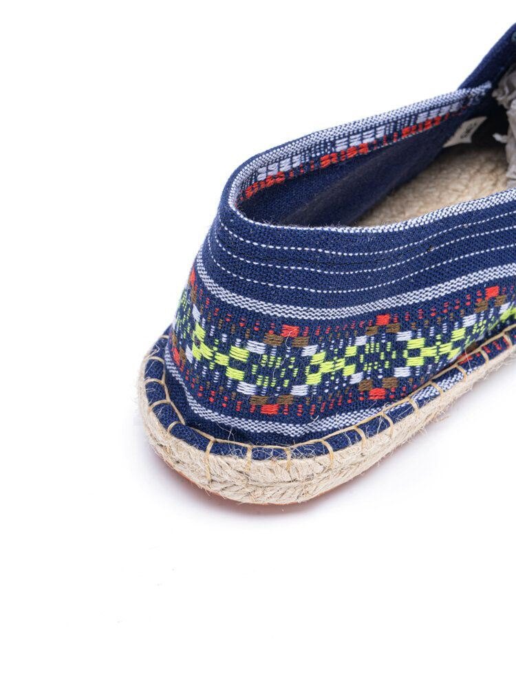 Etnisk Skjøting For Dame Fargerik Stripete Lin Komfortabel Pustende Slip On Casual Espadrille Flat Sko