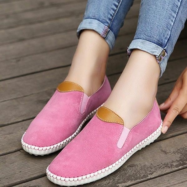 Fritidssko For Dame Komfortable Utendørs Skinn Slip On Flats Loafers