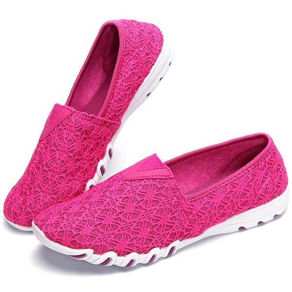 Hollow Out Mesh Slip On Pustende Flat Loafers For Kvinner