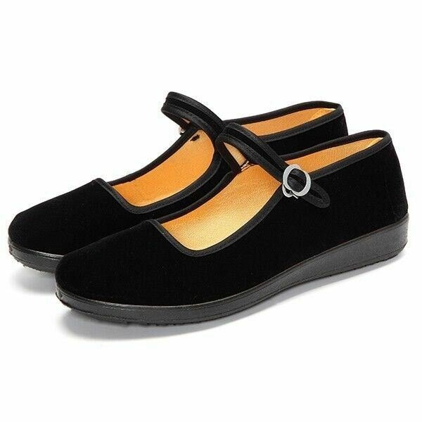 Kinesisk Stil For Dame Ensfarget Bomullssålespenne Casual Flats