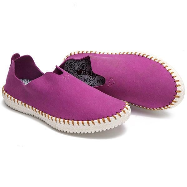 Loafers Casual Dame Flate Sko I Semsket Skinn