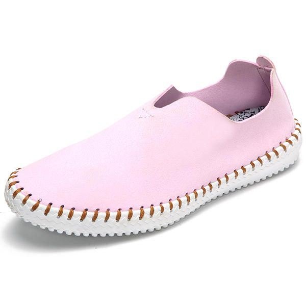 Loafers Casual Dame Flate Sko I Semsket Skinn