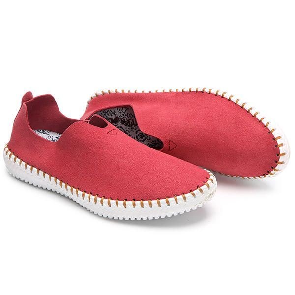 Loafers Casual Dame Flate Sko I Semsket Skinn