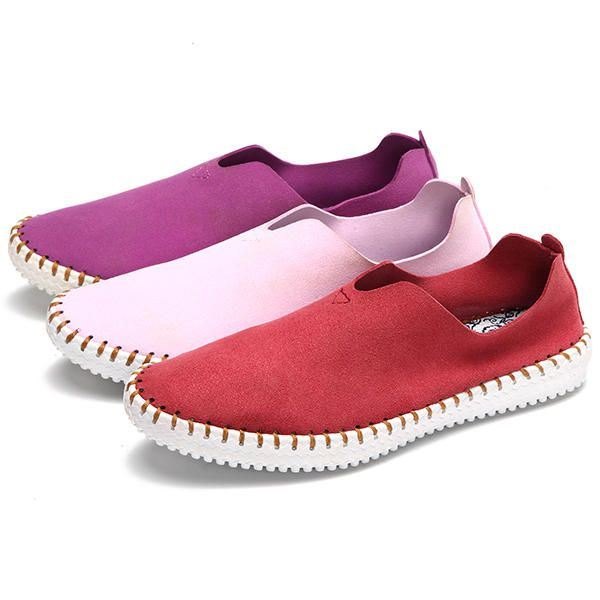 Loafers Casual Dame Flate Sko I Semsket Skinn