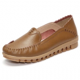 Myk Gummisåle For Kvinner Rund Tå I Ren Farge Slip On Flat Loafers