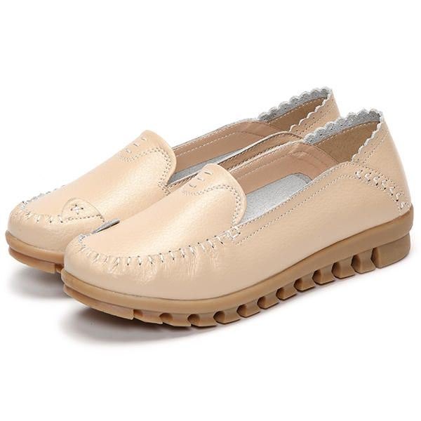 Myk Gummisåle For Kvinner Rund Tå I Ren Farge Slip On Flat Loafers