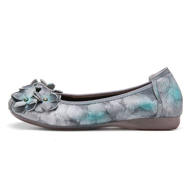 Retro Blomsterdekor For Dame Tie-dyed Myk Såle Behagelig Slip-on Myke Flate Sko