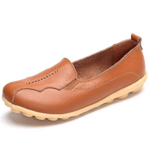 Rund Tå Myk Såle For Kvinner. Slip On Flat Loafers