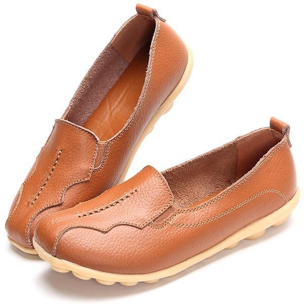 Rund Tå Myk Såle For Kvinner. Slip On Flat Loafers