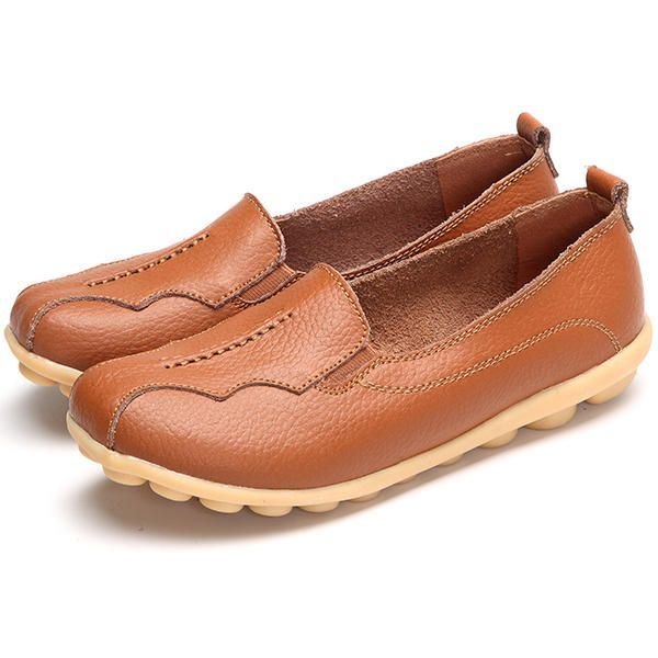 Rund Tå Myk Såle For Kvinner. Slip On Flat Loafers