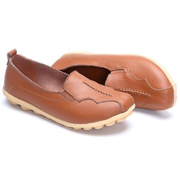 Rund Tå Myk Såle For Kvinner. Slip On Flat Loafers