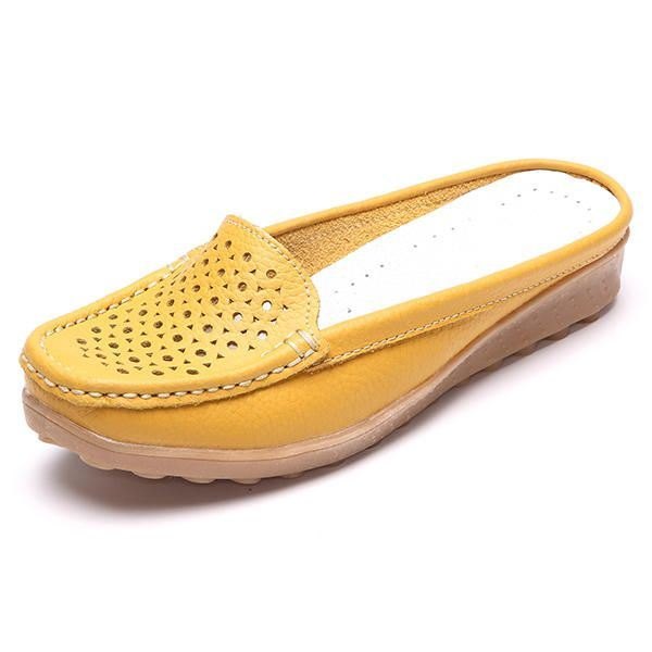 Soft Hollow Out Rund Toe Penny Loafers For Kvinner