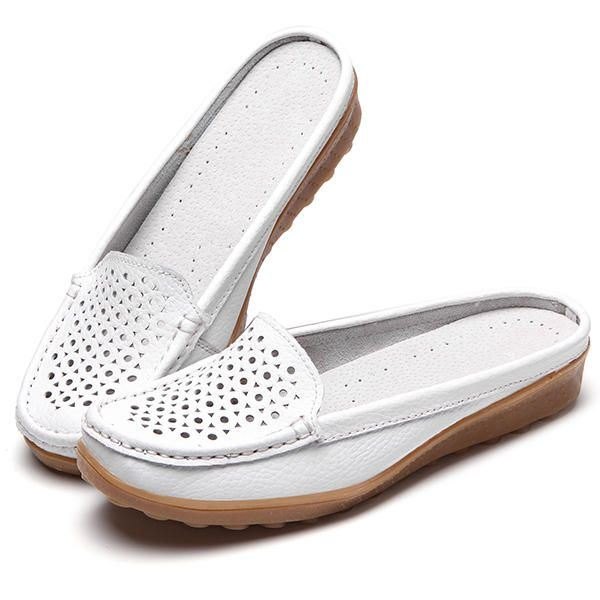 Soft Hollow Out Rund Toe Penny Loafers For Kvinner