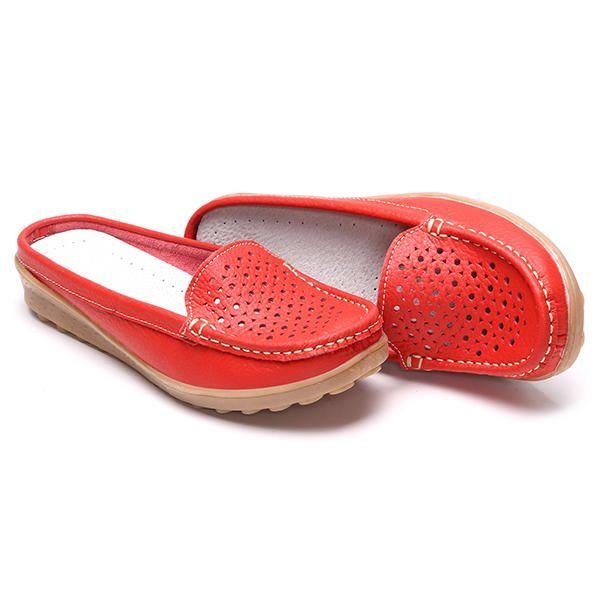 Soft Hollow Out Rund Toe Penny Loafers For Kvinner