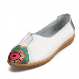 Soløye Blomstermønster For Kvinner Mykt Skinn Slip-ons Lazy Driving Flat Loafers