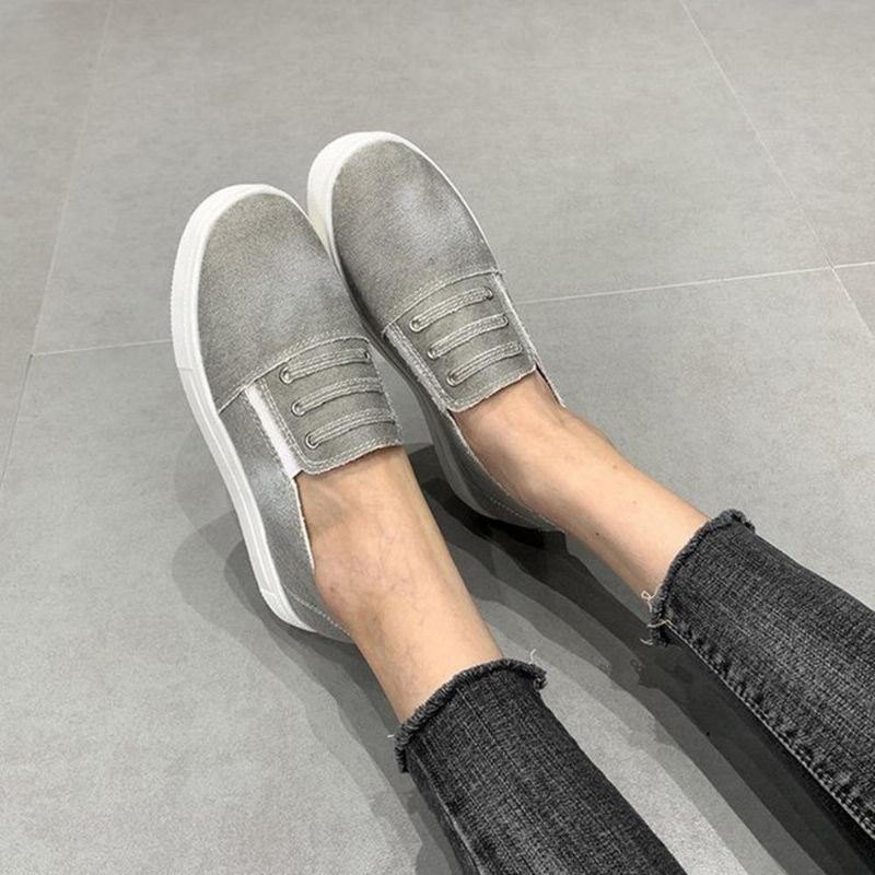 Stor Størrelse Dame Elastiske Band Loafers Canvas Dame Flats