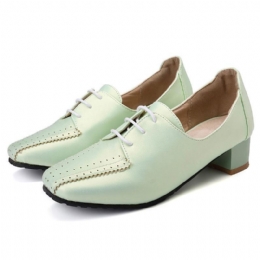 Stor Størrelse Dame Loafers Square Heel Brogue Shoes