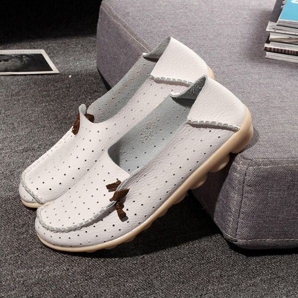 Stor Størrelse Dame Uformelle Flate Sko Slip On Ballerina Flats Hollow Out Flat Loafers