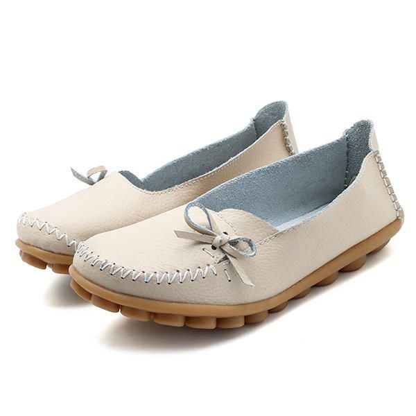 Større Størrelse Dame Casual Shoe Leather Comfy Flat Loafers