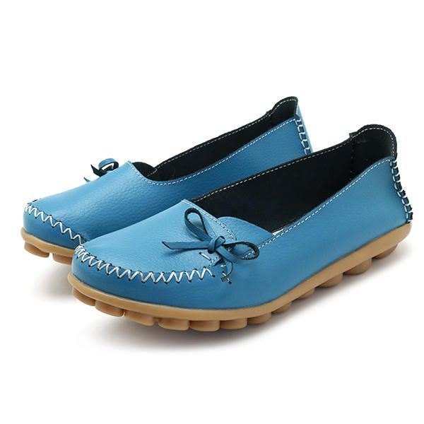 Større Størrelse Dame Casual Shoe Leather Comfy Flat Loafers