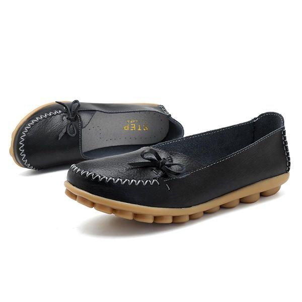 Større Størrelse Dame Casual Shoe Leather Comfy Flat Loafers