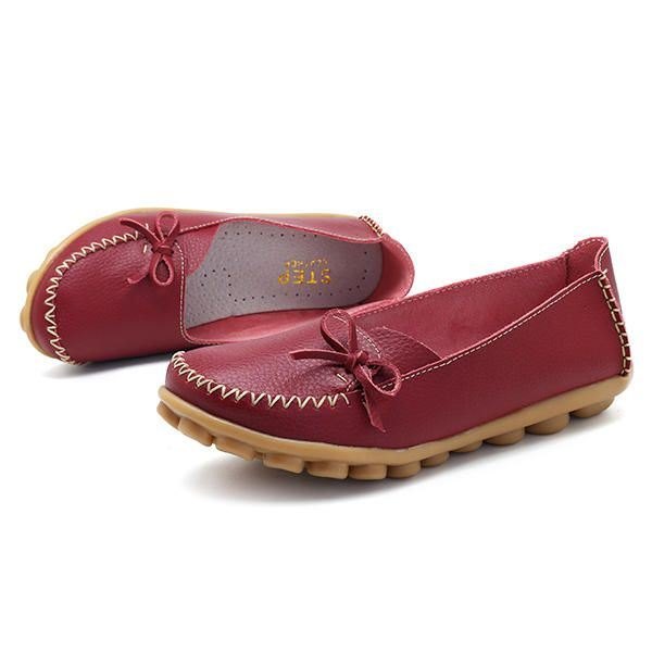 Større Størrelse Dame Casual Shoe Leather Comfy Flat Loafers