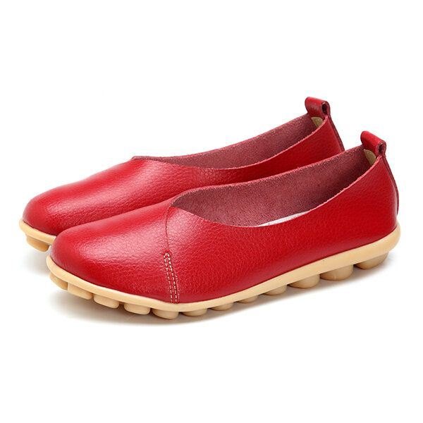 Større Størrelse Dame Myk Såle Komfortable Leather Flat Loafers