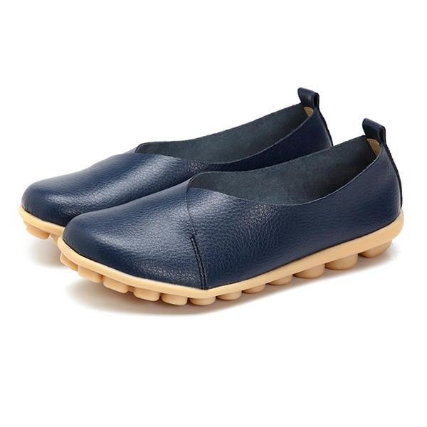 Større Størrelse Dame Myk Såle Komfortable Leather Flat Loafers