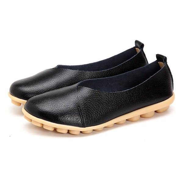 Større Størrelse Dame Myk Såle Komfortable Leather Flat Loafers