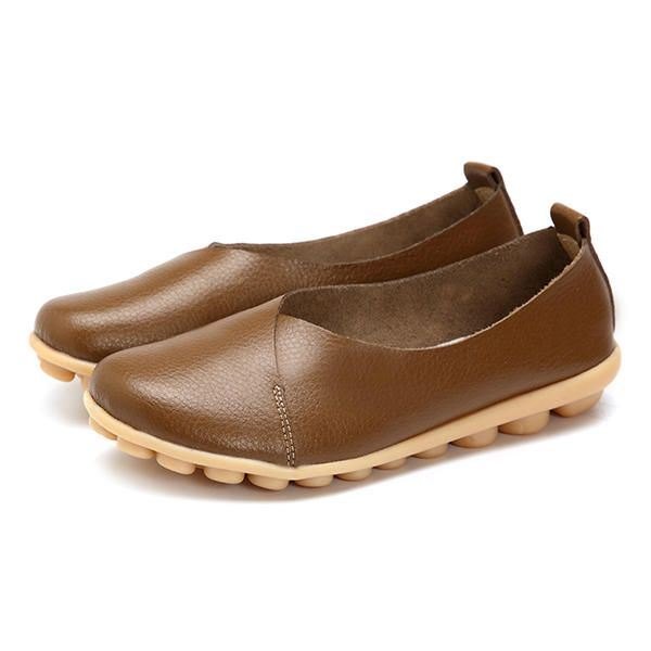 Større Størrelse Dame Myk Såle Komfortable Leather Flat Loafers