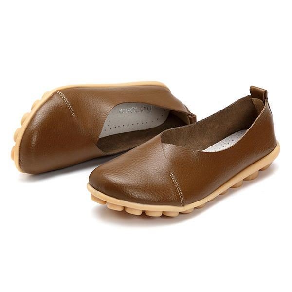 Større Størrelse Dame Myk Såle Komfortable Leather Flat Loafers