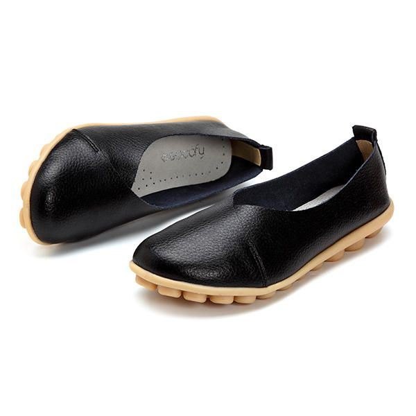 Større Størrelse Dame Myk Såle Komfortable Leather Flat Loafers