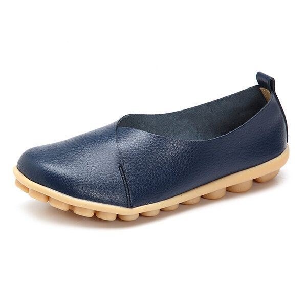 Større Størrelse Dame Myk Såle Komfortable Leather Flat Loafers