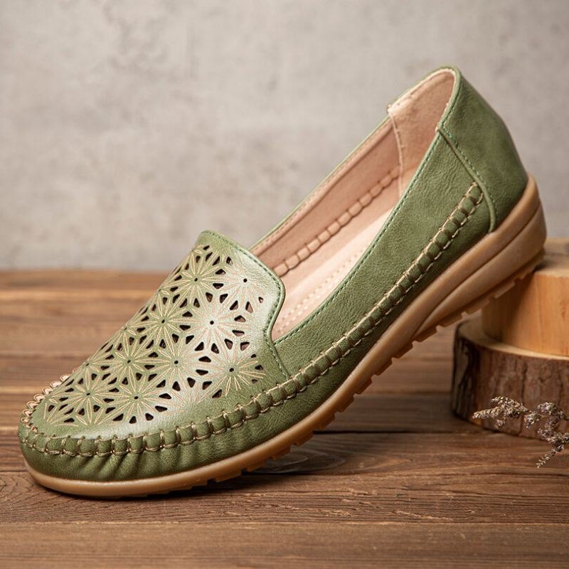 Women Floewrs Hollow Comfy Non-slip Casual Flat Loafers