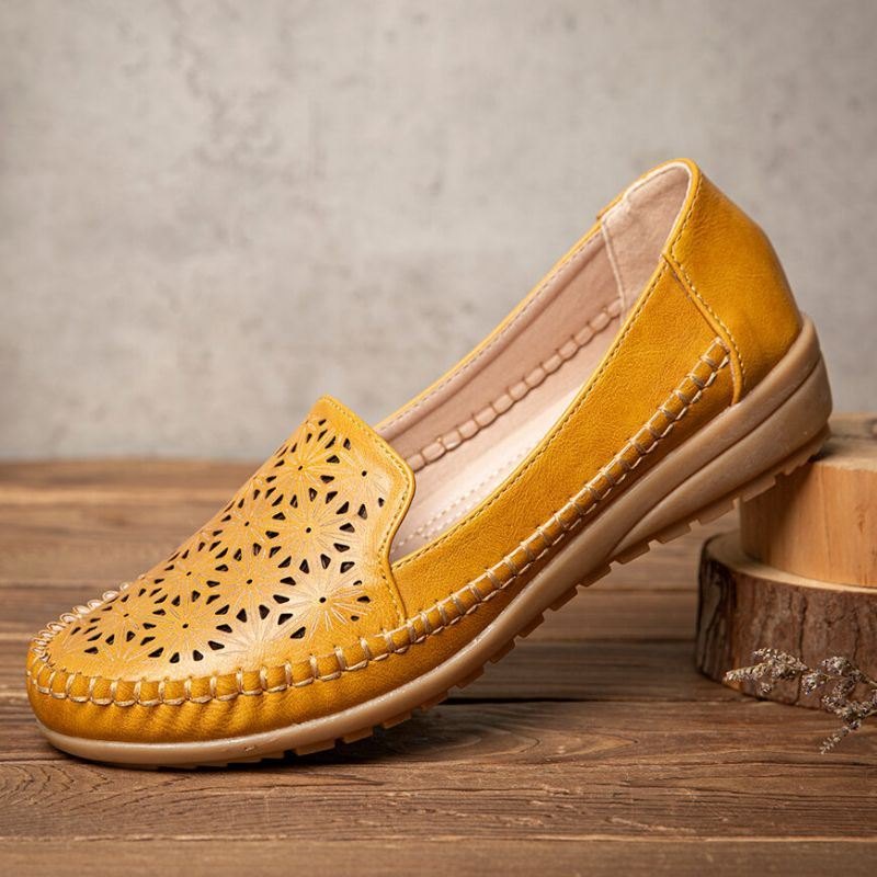 Women Floewrs Hollow Comfy Non-slip Casual Flat Loafers