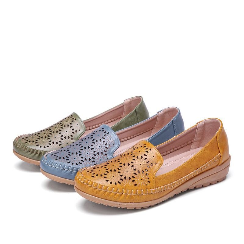 Women Floewrs Hollow Comfy Non-slip Casual Flat Loafers