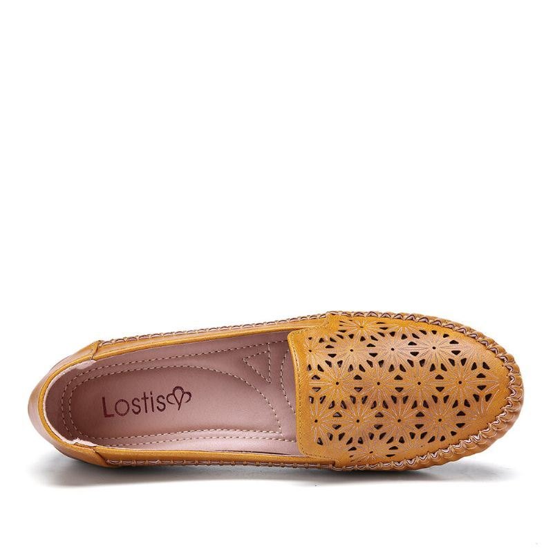 Women Floewrs Hollow Comfy Non-slip Casual Flat Loafers